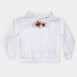 Rustic Watercolor Flowers Blush+Bordeaux Kids Hoodie